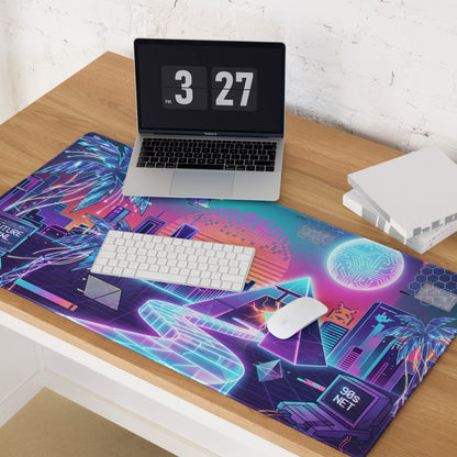 Neon Vaporwave City Mouse Pad - Mouse Pad Neon Pink Purple Blue Gaming Setup Vaporwave Retro Futurism Dreamy Nostalgic