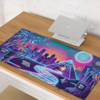 Neon Vaporwave City Mouse Pad - Mouse Pad Neon Pink Purple Blue Gaming Setup Vaporwave Retro Futurism Dreamy Nostalgic