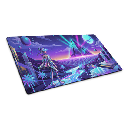 Neon Vaporwave Mouse Pad - Gaming Mouse Pad Neon Purple Blue Vaporwave Mood Nostalgic, Neon Decor, Desk Mat, Digital Art