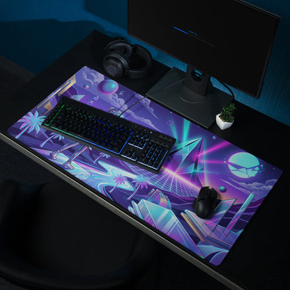 Neon Vaporwave Mouse Pad - Gaming Mouse Pad Neon Purple Blue Vaporwave Mood Nostalgic, Neon Decor, Desk Mat, Digital Art