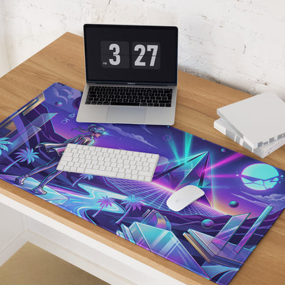 Neon Vaporwave Mouse Pad - Gaming Mouse Pad Neon Purple Blue Vaporwave Mood Nostalgic, Neon Decor, Desk Mat, Digital Art