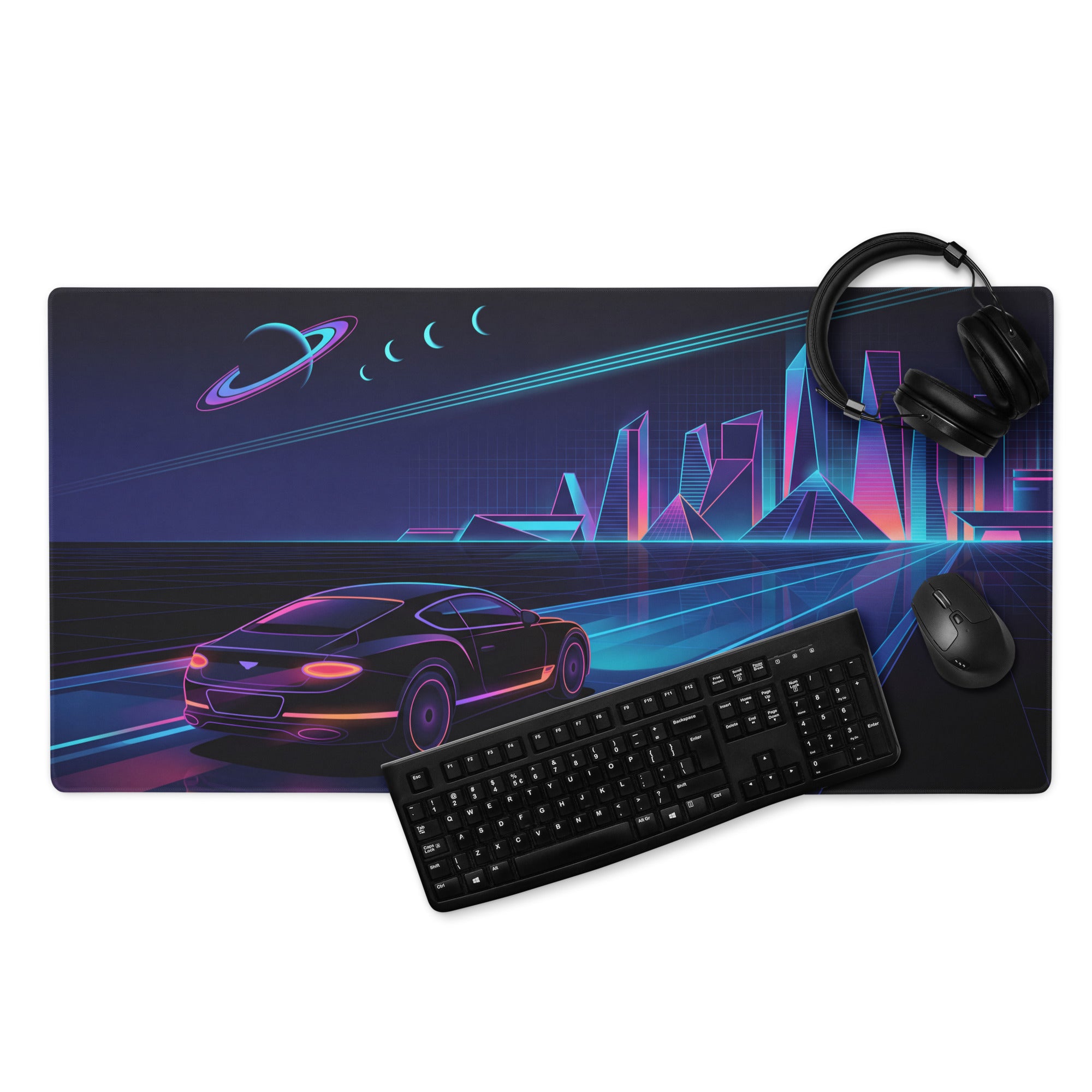 Vaporwave Neon City Mouse Pad - Vaporwave Neon City Mouse Pad Blue Purple Gaming Desk Dreamy Neon Mood Esports Gear