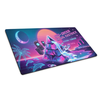 Neon Vaporwave Gaming Mouse Pad - Gaming Mouse Pad Neon Pink Purple Cyan Desk Vaporwave Dreamy Nostalgic Mood Vaporwave Desk Mat Digital Art