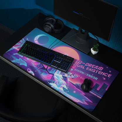 Neon Vaporwave Gaming Mouse Pad - Gaming Mouse Pad Neon Pink Purple Cyan Desk Vaporwave Dreamy Nostalgic Mood Vaporwave Desk Mat Digital Art