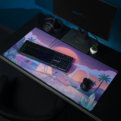Neo Vaporwave Neon Mouse Pad - Mouse Pad Neon Purple Pink Vaporwave - Dreamy Retro Futurism Gaming Setup Digital Art