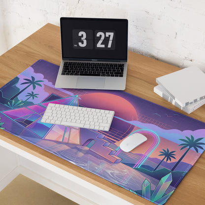 Neo Vaporwave Neon Mouse Pad - Mouse Pad Neon Purple Pink Vaporwave - Dreamy Retro Futurism Gaming Setup Digital Art