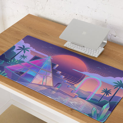 Neo Vaporwave Neon Mouse Pad - Mouse Pad Neon Purple Pink Vaporwave - Dreamy Retro Futurism Gaming Setup Digital Art