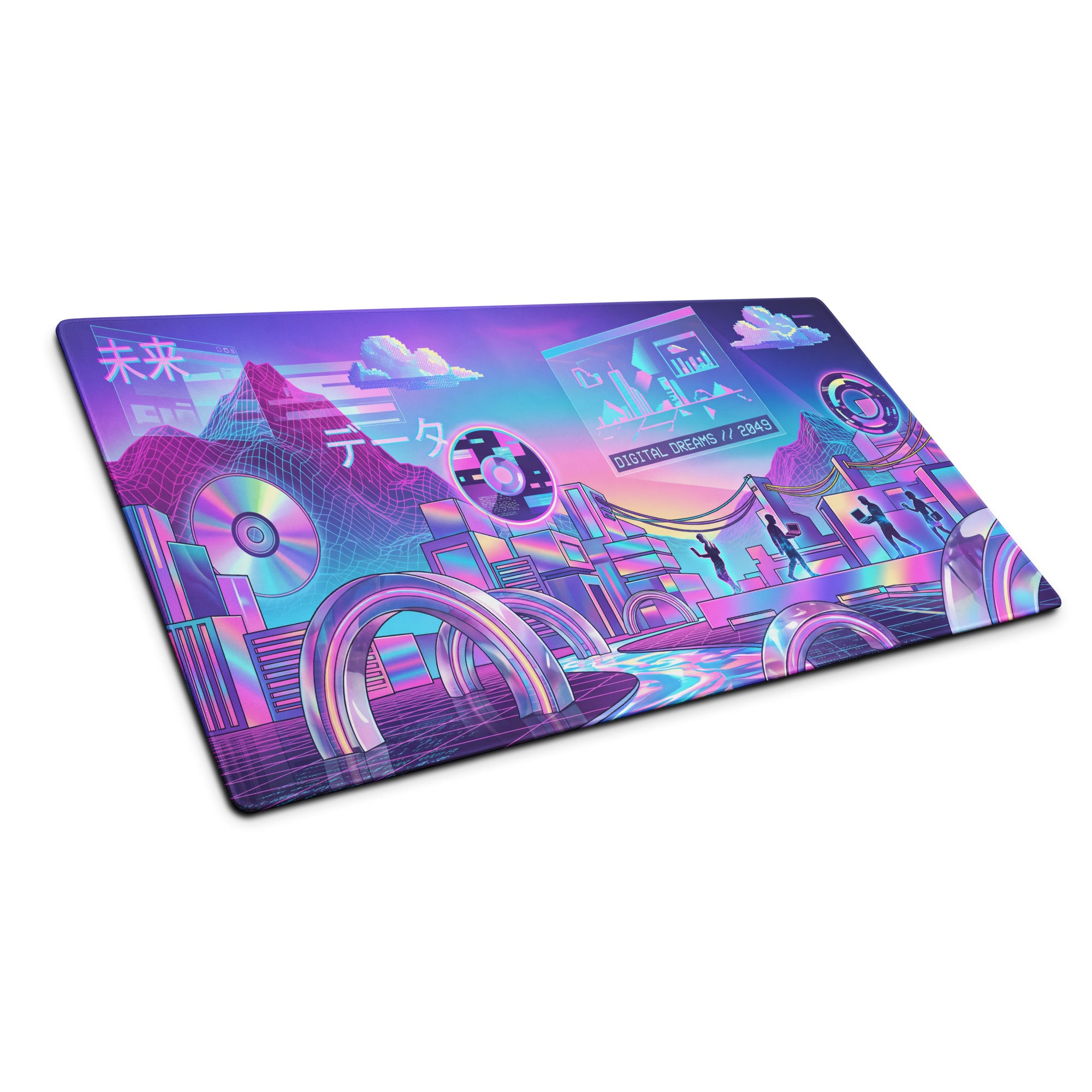 Neon Vaporwave Gaming Mouse Pad - Gaming Mouse Pad Neon Purple Pink Desk Setup Vaporwave Vibrant Mood Neon Decor Digital