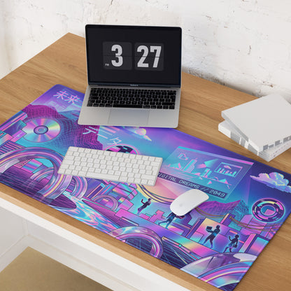 Neon Vaporwave Gaming Mouse Pad - Gaming Mouse Pad Neon Purple Pink Desk Setup Vaporwave Vibrant Mood Neon Decor Digital