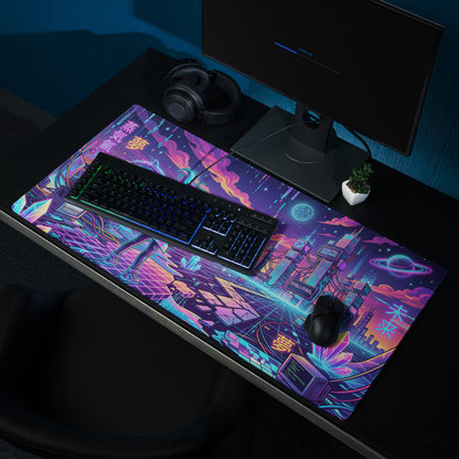 Vaporwave Neon Galaxy Mouse Pad - Vaporwave Neon Mouse Pad Purple Pink Blue Desk Retro Futurism Dreamy Neon Digital Art