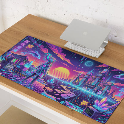 Vaporwave Neon Galaxy Mouse Pad - Vaporwave Neon Mouse Pad Purple Pink Blue Desk Retro Futurism Dreamy Neon Digital Art