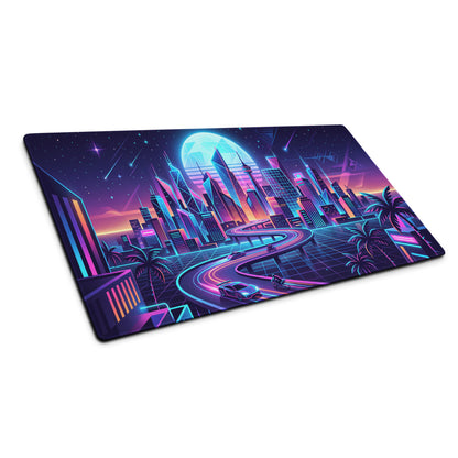 Neon City Vaporwave Mouse Pad - Mouse Pad Neon Blue Purple For Gaming Futuristic Neon Mood Cyberpunk Vaporwave Art