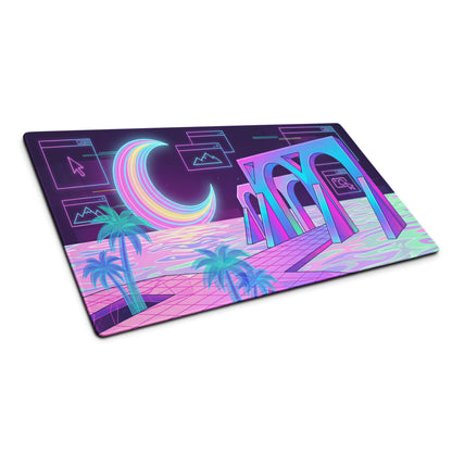 Neon Vaporwave Desk Pad - Mouse Pad Neon Pink Cyan Purple Desk Vaporwave Mood Neon Dream Retro Vaporwave Digital Art
