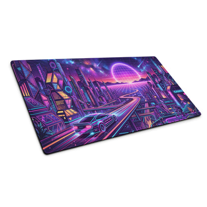 Neon Vaporwave City Mouse Pad - Gaming Mouse Pad Neon Purple Pink Blue Desk Vaporwave Mood Neon Decor Synthwave