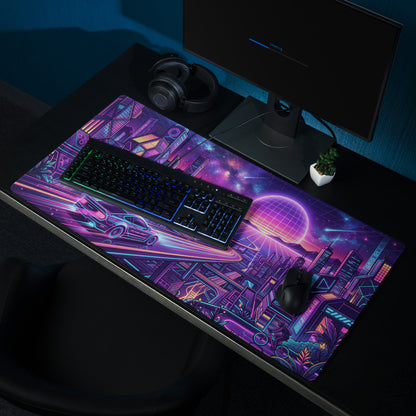 Neon Vaporwave City Mouse Pad - Gaming Mouse Pad Neon Purple Pink Blue Desk Vaporwave Mood Neon Decor Synthwave