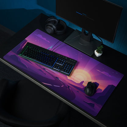 Neon Vaporwave Cityscape Mouse Pad - Cityscape Neon Purple Pink Gaming Desk Vaporwave Retro Futurism Decor Digital Art
