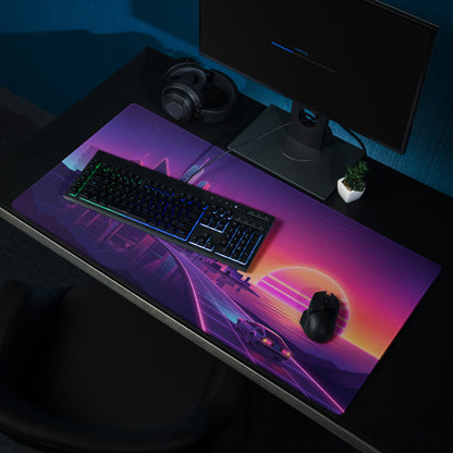 Vaporwave Neon City Mouse Pad - Cityscape Purple Pink Gradient Desk Setup Vaporwave Dreamy Neon Retro Gaming Digital Art
