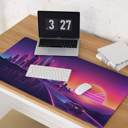 Vaporwave Neon City Mouse Pad - Cityscape Purple Pink Gradient Desk Setup Vaporwave Dreamy Neon Retro Gaming Digital Art