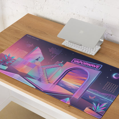 Neon Vaporwave Mouse Pad - Mouse Pad Neon Pink Purple Blue Gaming Setup Vaporwave Mood Dreamy Neon Aesthetic Digital Art