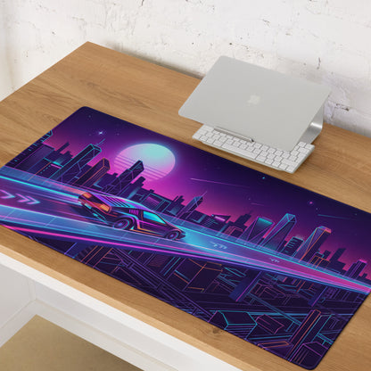 Vaporwave Neon City Mouse Pad - City Neon Purple Pink Blue Gaming Desk Vaporwave Retro Mood Synthwave Decor Digital Art