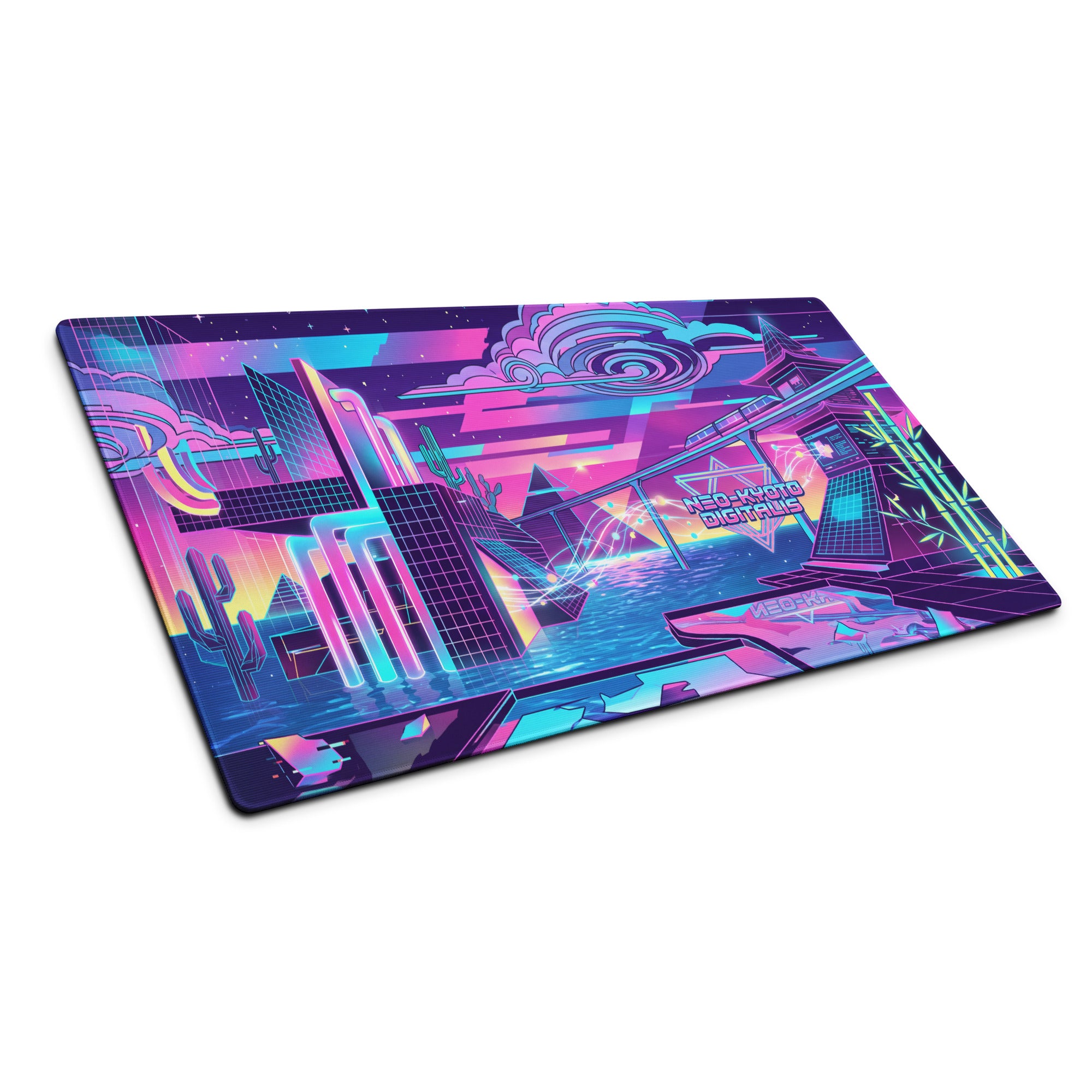 Neo Neon Vaporwave Mouse Pad - Gaming Mouse Pad Neon Pink Purple Blue Desk Setup Vaporwave