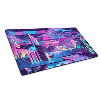 Neo Neon Vaporwave Mouse Pad - Gaming Mouse Pad Neon Pink Purple Blue Desk Setup Vaporwave