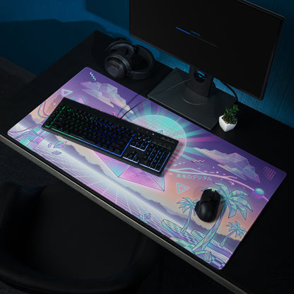 Vaporwave Neon Gaming Pad - Gaming Mouse Pad Neon Purple Pink Desk Neon Dreamy Retro Wave Gamer Accessory Digital Art