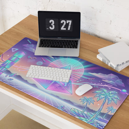 Vaporwave Neon Gaming Pad - Gaming Mouse Pad Neon Purple Pink Desk Neon Dreamy Retro Wave Gamer Accessory Digital Art