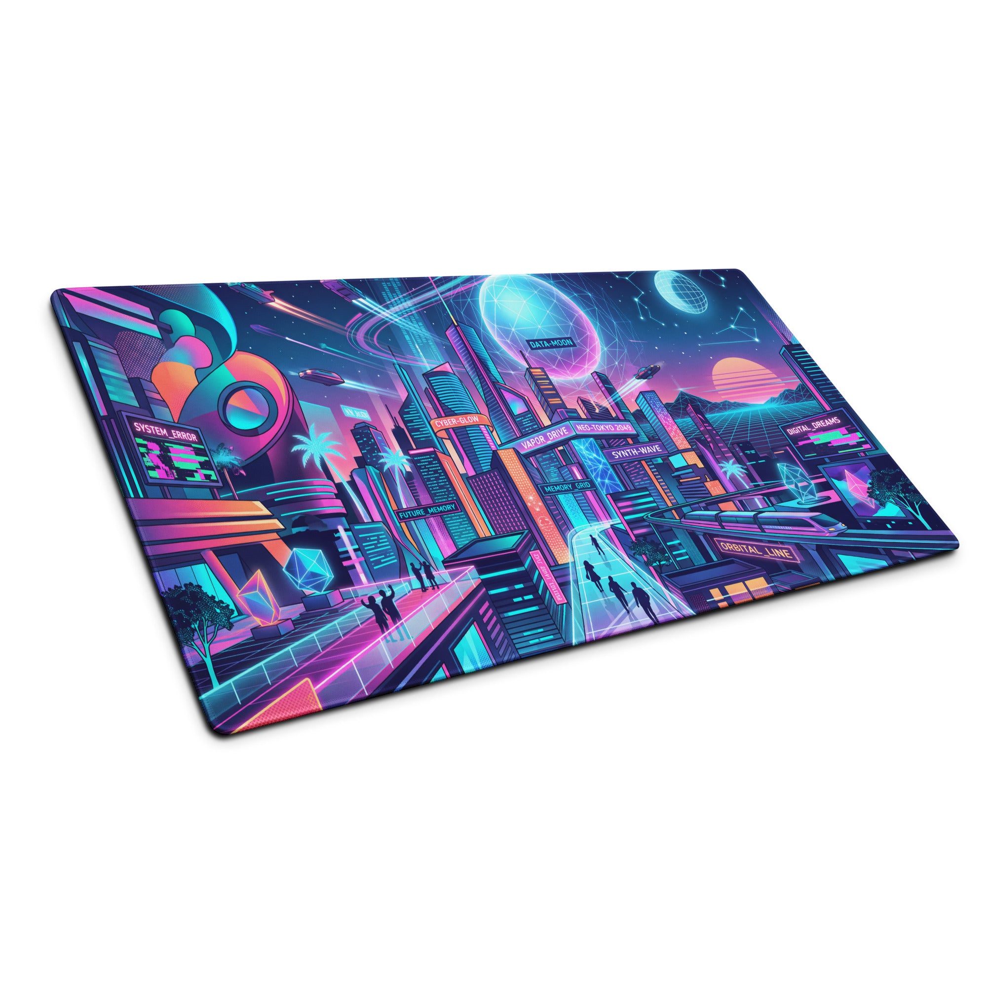 Neon Vaporwave City Mouse Pad - Gaming Mouse Pad Neon Pink Blue Desk Vaporwave Mood Energetic Futuristic Niche Tech Gear