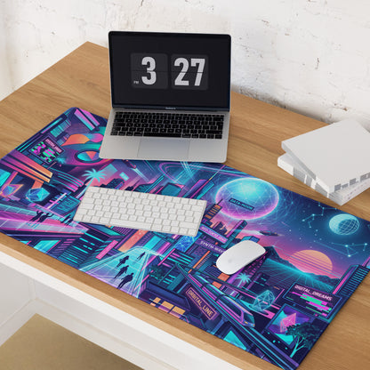 Neon Vaporwave City Mouse Pad - Gaming Mouse Pad Neon Pink Blue Desk Vaporwave Mood Energetic Futuristic Niche Tech Gear