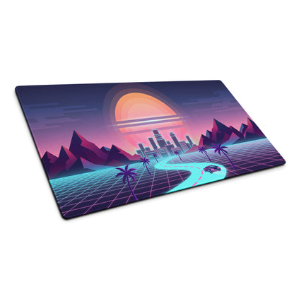 Vaporwave Neon Sunset Mouse Pad - Gaming Mouse Pad Neon Pink Purple For Desk Retro Futurism Neon Aesthetic Non Slip