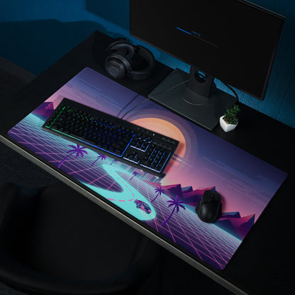 Vaporwave Neon Sunset Mouse Pad - Gaming Mouse Pad Neon Pink Purple For Desk Retro Futurism Neon Aesthetic Non Slip