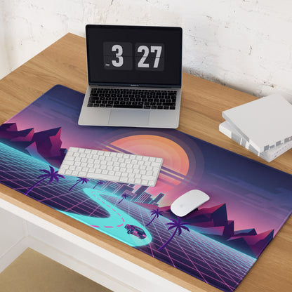 Vaporwave Neon Sunset Mouse Pad - Gaming Mouse Pad Neon Pink Purple For Desk Retro Futurism Neon Aesthetic Non Slip