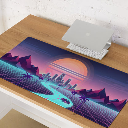 Vaporwave Neon Sunset Mouse Pad - Gaming Mouse Pad Neon Pink Purple For Desk Retro Futurism Neon Aesthetic Non Slip