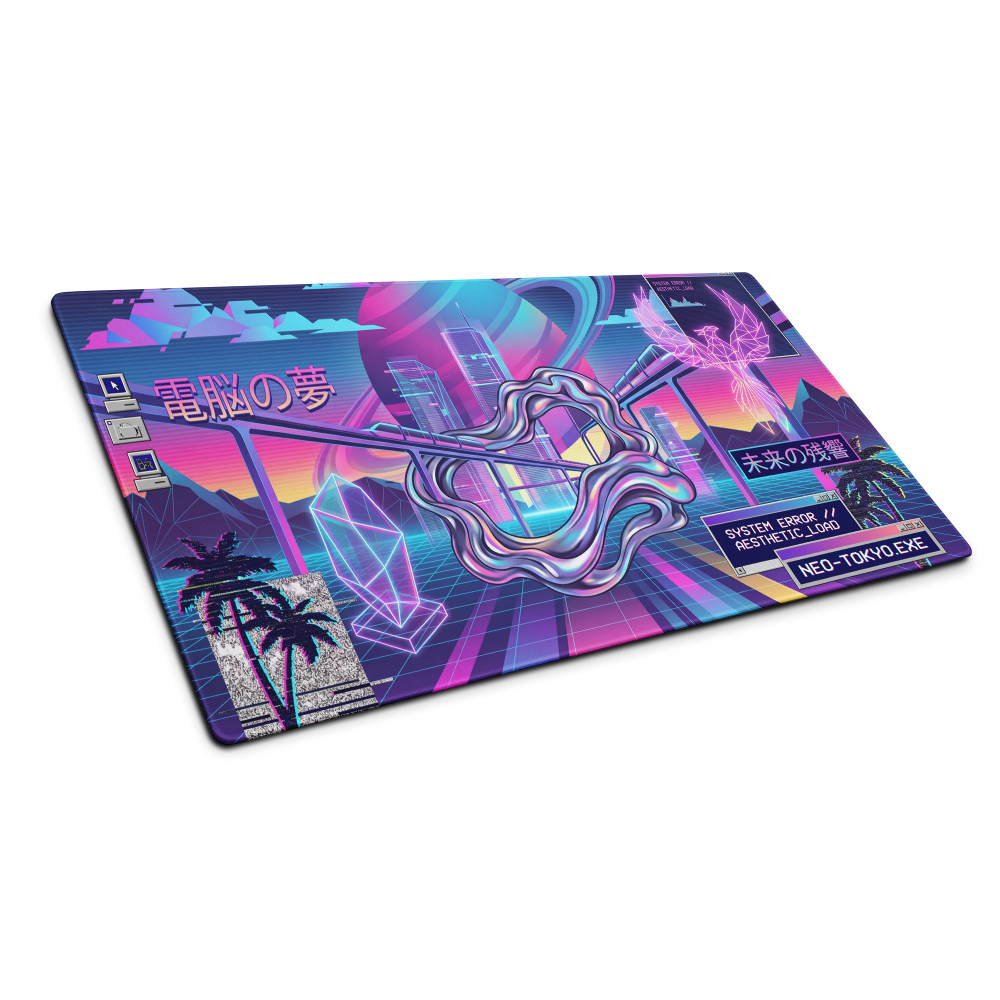 Vaporwave Neon Gaming Mouse Pad - Vaporwave Neon Mouse Pad Purple Pink Blue Gaming Desk Retro Dreamy Mood Digital Desktop