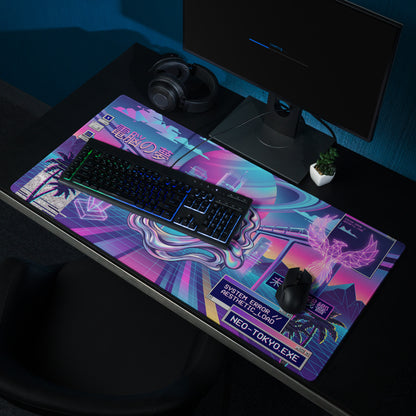 Vaporwave Neon Gaming Mouse Pad - Vaporwave Neon Mouse Pad Purple Pink Blue Gaming Desk Retro Dreamy Mood Digital Desktop