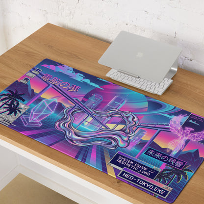 Vaporwave Neon Gaming Mouse Pad - Vaporwave Neon Mouse Pad Purple Pink Blue Gaming Desk Retro Dreamy Mood Digital Desktop