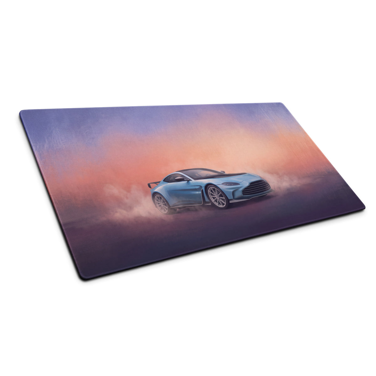 Aston martin vantage inspired sky blue gt3 graphic printed on a rectangular extended non-slip mousepad