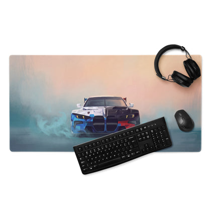 BMW M4 Inspired Motorsport Livery GT3 Frontal Desk Mat – Low-Friction Cloth Setup Mousepad