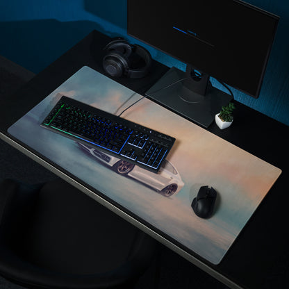 Audi A7 Inspired Pearl White Stance Desk Pad – Ultra-Glide Stitched Edge Gaming Mouse Mat