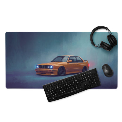 BMW M3 Inspired Dakar Yellow E30 Front Desk Pad – Extended Non-Slip PC Mouse Mat
