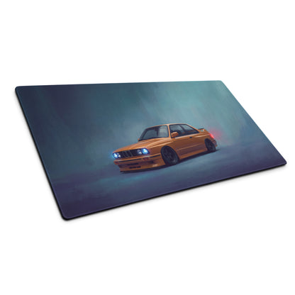 BMW M3 Inspired Dakar Yellow E30 Front Desk Pad – Extended Non-Slip PC Mouse Mat