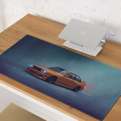 BMW M3 Inspired Dakar Yellow E30 Front Desk Pad – Extended Non-Slip PC Mouse Mat