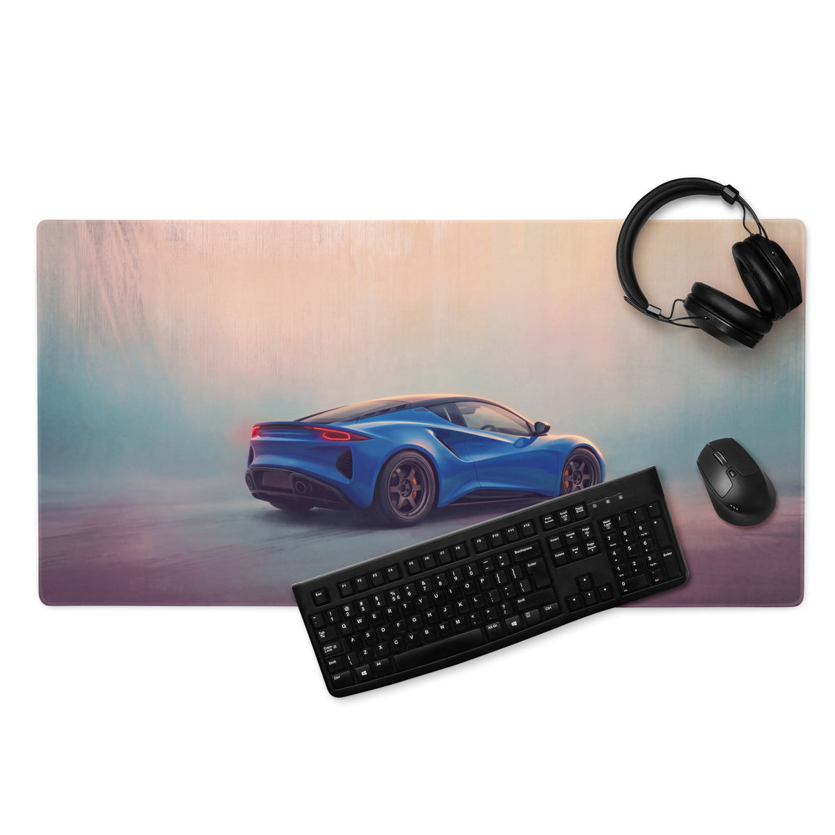 Lotus Emira Inspired Dynamic Blue Performance Desk Pad – Extended Non-Slip PC Mouse Mat