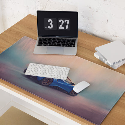 Lotus Emira Inspired Dynamic Blue Performance Desk Pad – Extended Non-Slip PC Mouse Mat