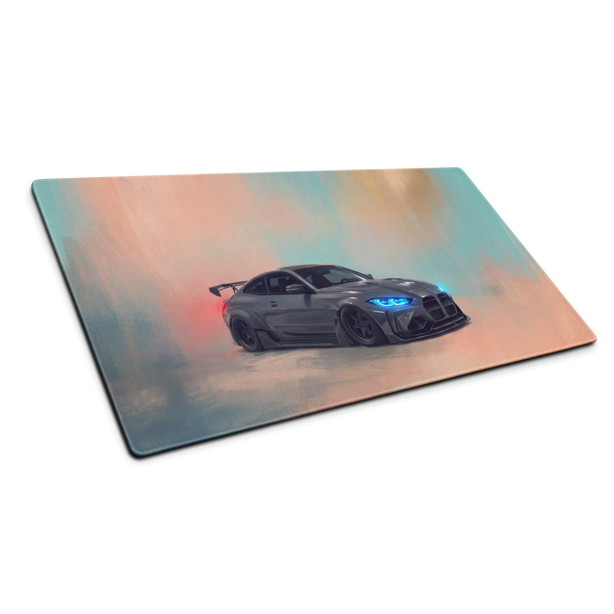 BMW M4 Inspired Dark Gray Widebody GT Wing Desk Mat – Ultra-Glide Stitched Edge Gaming Mouse Mat