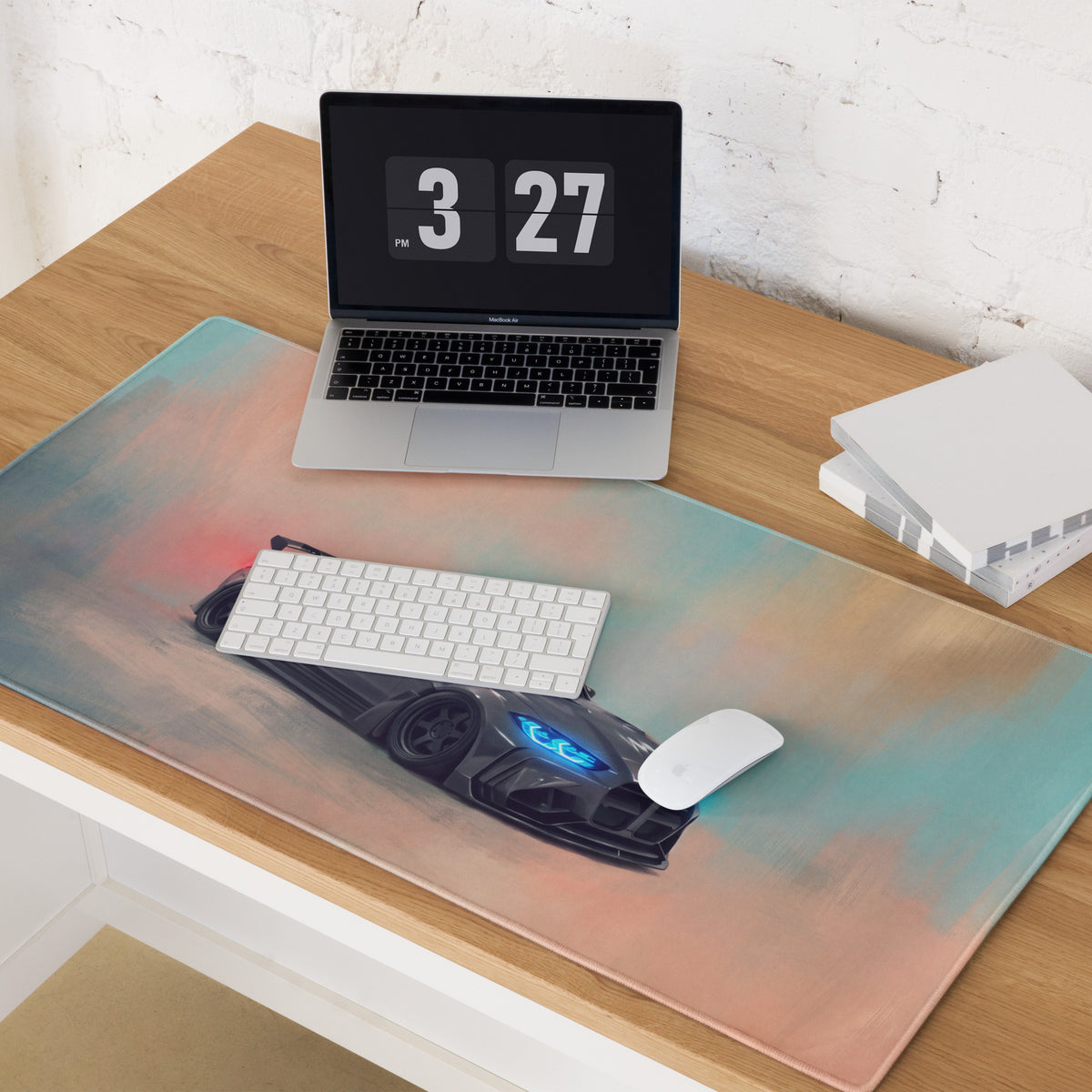 BMW M4 Inspired Dark Gray Widebody GT Wing Desk Mat – Ultra-Glide Stitched Edge Gaming Mouse Mat