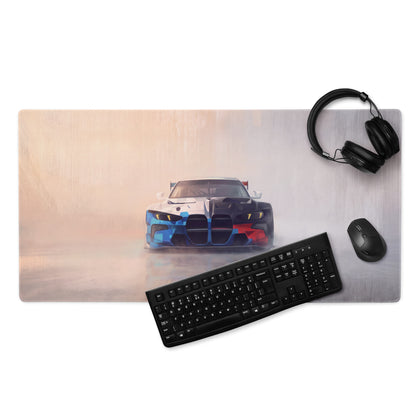 BMW M4 Inspired Motorsport Livery GT3 Frontal Desk Pad – Low-Friction Cloth Setup Mousepad