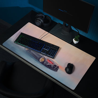 BMW M4 Inspired Gray Widebody GT Wing Desk Mat – Low-Friction Cloth Setup Mousepad