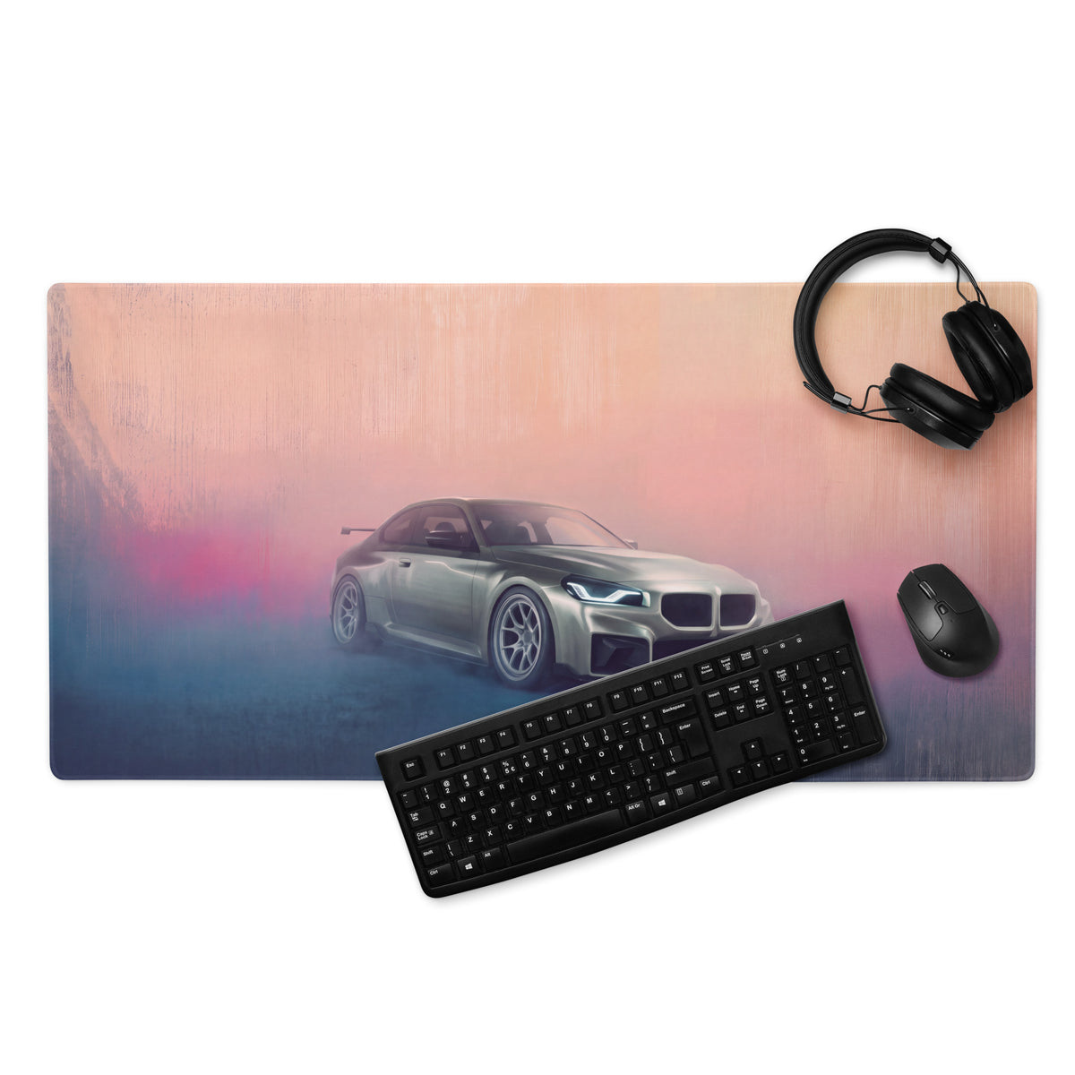 BMW M2 Inspired Silver Track Edition Desk Mat – High-Precision XL Gaming Mousepad